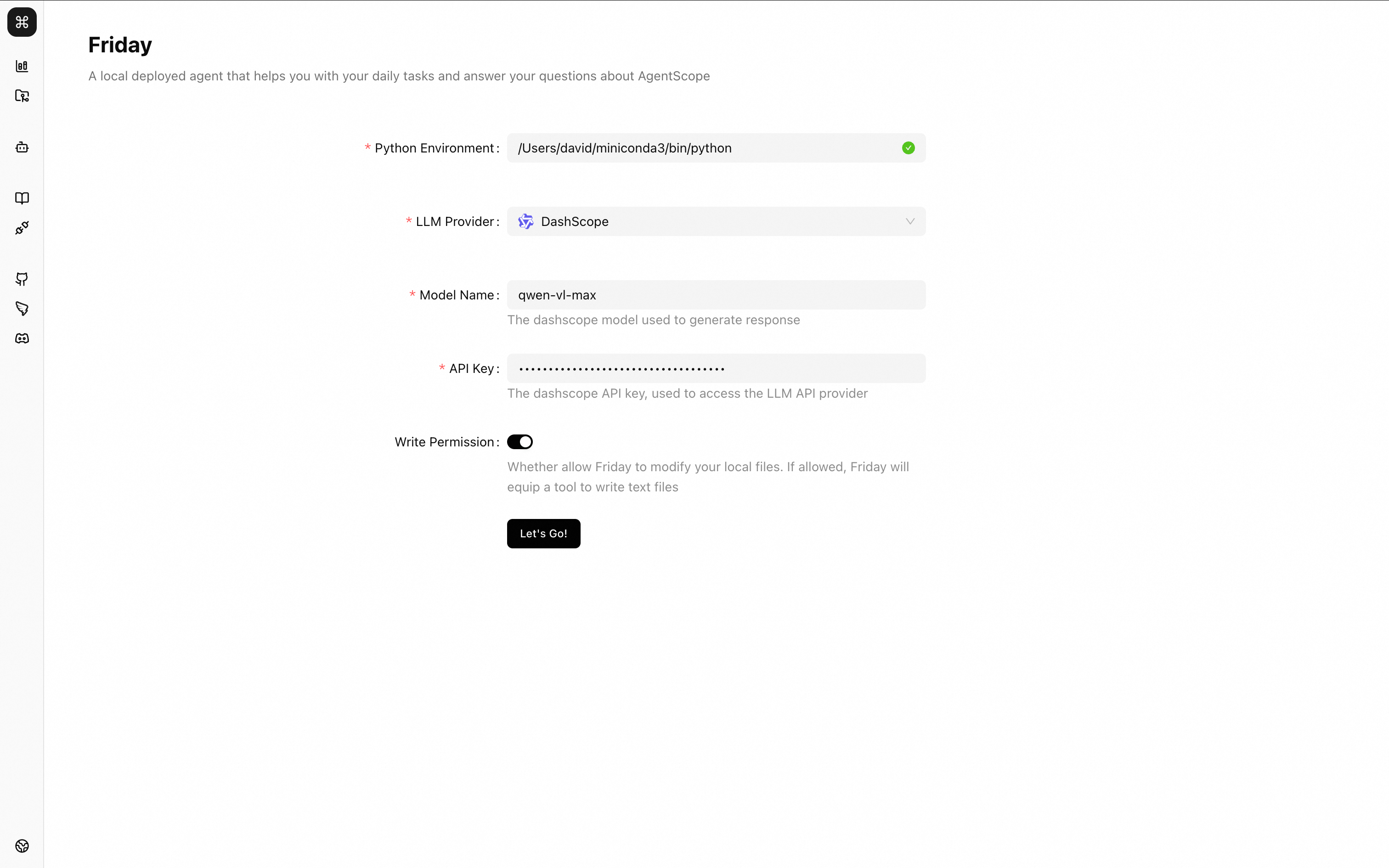 Friday Configuration Page